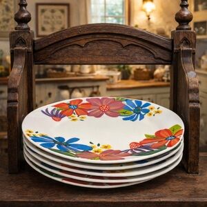 Retired Royal Norfolk “Spring Fling” Four Piece Dinner Plate Set